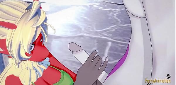 trendsPokemon Hentai Furry Yiff 3D - Blaziken blowjob and handjob with cum in her mouth to Mewtwo